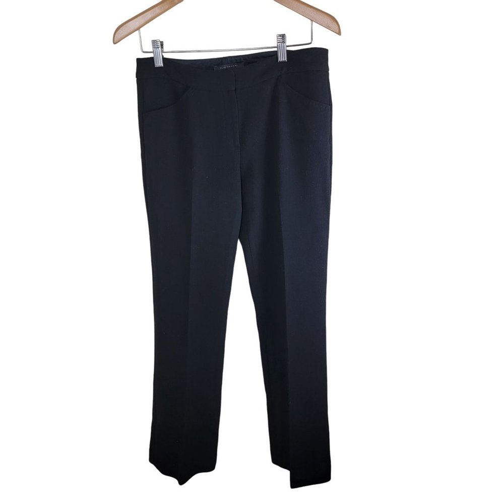 Elie Tahari Women Woven Virgin Wool Straight Leg Trouser Pants Black size 6 - Picture 1 of 8